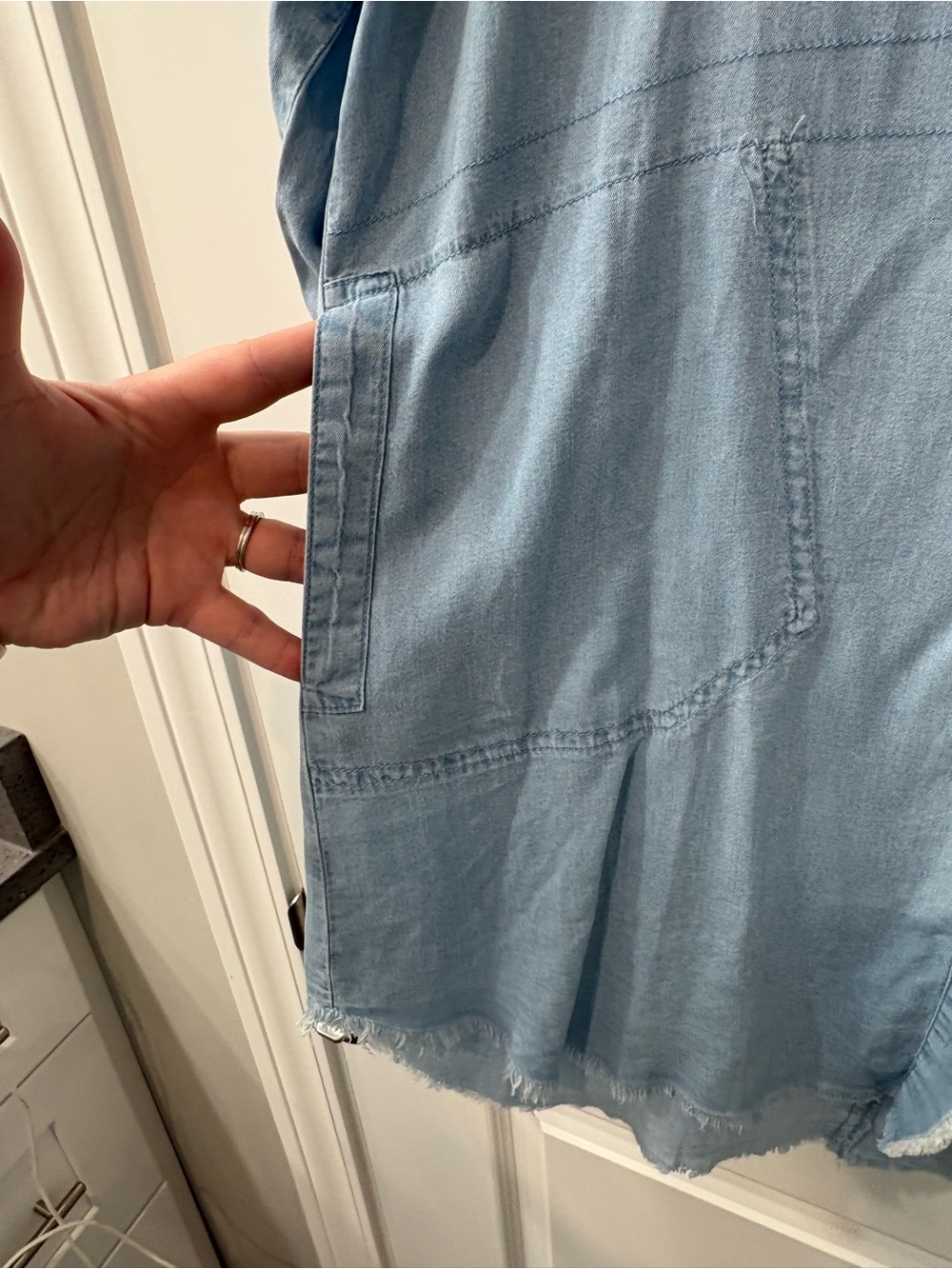 Promesa Light Blue Frayed-Trim Button-Front Tunic - Picture 3 of 4